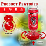 Hummer's Galore - 32 oz. Glass Hummingbird Feeder w/ UV Resistant Plastic Wrap - NC State