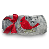 Enesco - Izzy & Oliver - 50" x 60" Gray Caring Cardinals Throw - Memories Warm My Heart