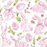 Boston International - 3-Ply 5" Cocktail Napkins 20 Count - Pink Bunny Floral