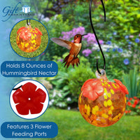 GC Gift Essentials - 8 Oz. Glass Hummingbird Feeder - Fiery Fusion