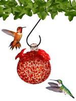 GC Gift Essentials - 8 Oz. Glass Hummingbird Feeder - Red Textured