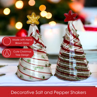 Gift Essential - Blown Glass Salt & Pepper Set - White & Red Christmas Trees