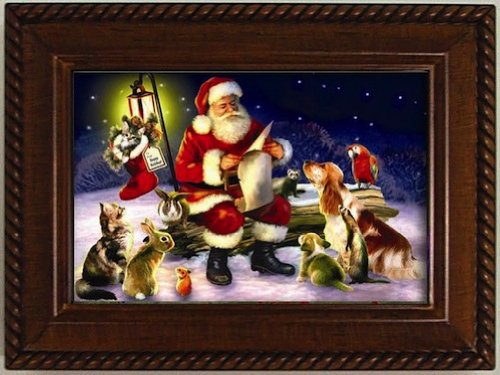 Galleria - Musical Jewelry Box - Santa Checking His List w/ Animal Friends - Brown