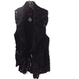 Coco & Carmen - Crochet Cable Knit Vest - Black - Small / Medium