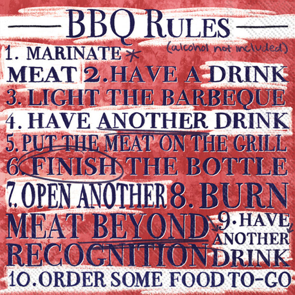 Boston International - 3-Ply 5" Cocktail Napkins - BBQ Rules