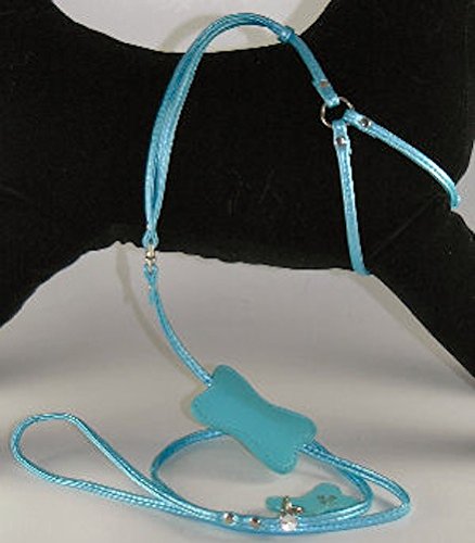 Beau Nouveau - Step-In Dog Harness & Leash - Electric Blue Leather - Small
