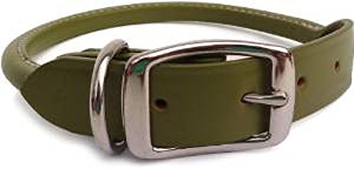 Auburn Leather - Rolled Round Dog Collar - 8"-10" - Green