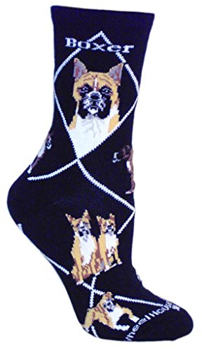 Wheel House Designs Socks - Boxer on Black - 9-11