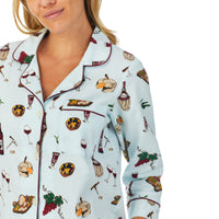 BedHead - 3/4 Sleeve Cropped PJ Set - Wine & Cheese - X-Large