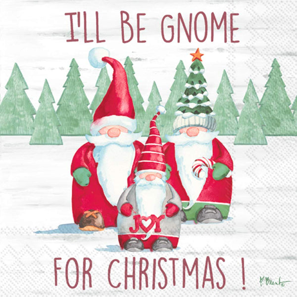 Boston International - 3-Ply 6.5" Lunch Napkins 20 Count - Gnome for Christmas