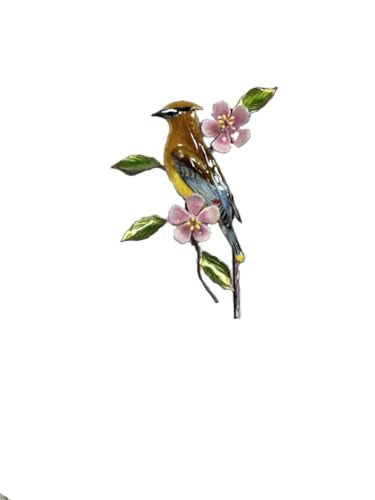 Bovano - Wall Sculpture - Cedar Waxwing on Cherry Blossom