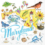 Boston International - 3-Ply 5" Cocktail Napkins 20 Count - State Collection/ Maryland