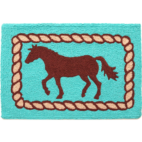 Jellybean - 20x30 Indoor/Outdoor Accent Rug - Mustang on Turquoise