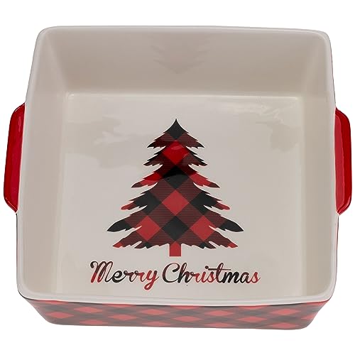 Boston International - 7.5" Deep Dish Platter - Buffalo Plaid Merry Christmas