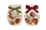 Stony Creek - 4" Glass USB Lighted Jar - Winter Blooms Red | USB Lighted Vase