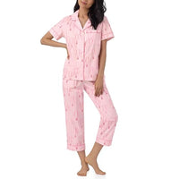 BedHead - S/S Woven Cotton Poplin Cropped PJ Set - Balloon Ride - Large