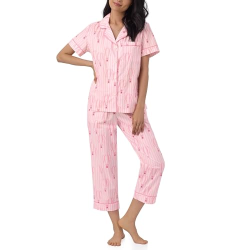 BedHead - S/S Woven Cotton Poplin Cropped PJ Set - Balloon Ride - Large