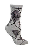 Wheel House Designs Socks - Poodle on Gray - 9-11
