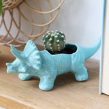 Lisa Angel UK - Ceramic Dinosaur Vase - Teal Triceratops