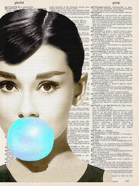 ArtNWordz -  Vintage Recycled Dictionary Print - Audrey Bubble