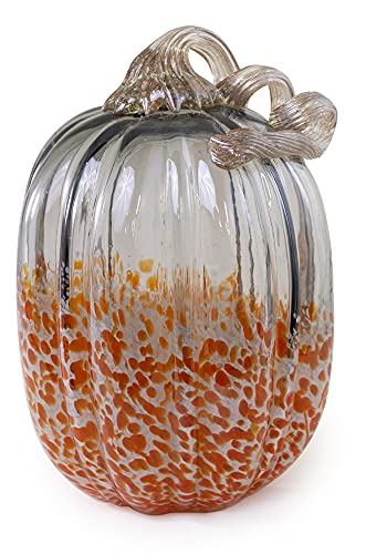 Boston International - Tall Glass Pumpkin - Grey & Orange