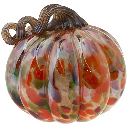 Boston International - Small Glass Pumpkin - Orange Confetti