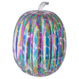 Boston International - Large Glass Pumpkin w/ LED Light - Iridescent Oil Slick