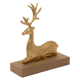 Boston International Christmas Statue Figurines for Tabletop Mantel Shelf Winter Holiday Decorations for Home, Set of 2, Metal Gold Leaf Deer