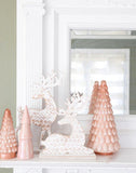 Boston International Glass Christmas Tree for Tabletop Mantel Shelf Winter Holiday Decorations for Home, Large, Cool Coral