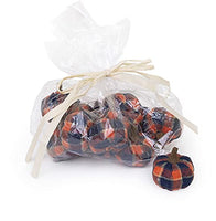 Boston International - 2" Fabric Pumpkins - Set of 12 - Orange & Navy Plaid