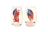 Stony Creek - 5.25" Frosted Glass USB Lighted Vase - Free and the Brave