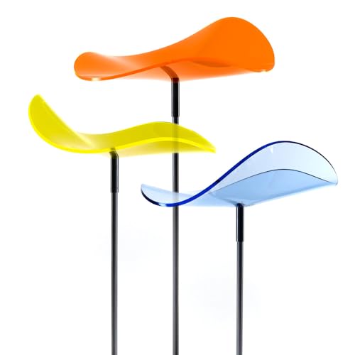 Cazador-del-sol - Lucy - Medio - 3 Wavy Suncatcher Discs 50" Height - Blue, Orange, Lemon