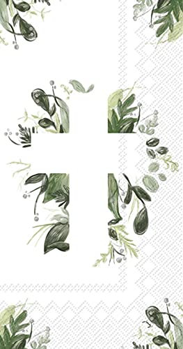 Boston International - Paper Guest Towel 16 Count - Greenery Cross