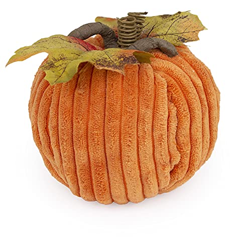 Boston International - 5" Chenille Fabric Pumpkin - Orange