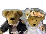 Boyds Bears - 12" Stuffed Bears & Stand - Mr. Groom and Mrs. Bride Everlove