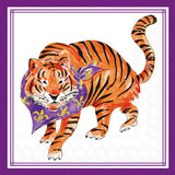 Boston International - 3-Ply 5" Cocktail Napkins 20 Count - Hometown Pride/ Purple Prowling Tiger
