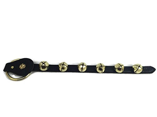 Belsnickel - 22" Training Strap - Black Strap w/ 6 Bells - Paw Charm