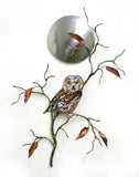 Bovano - Wall Sculpture - Saw Whet Owl w/ Stainless Steel Moon