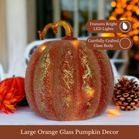 GC - Large Frosted LED Pumpkin Orange