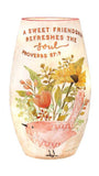 Stony Creek - 7" Frosted Glass Lighted Vase - Scripture Birds