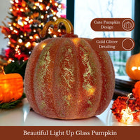 GC - Large Frosted LED Pumpkin Orange