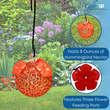 GC Gift Essentials - 8 Oz. Glass Hummingbird Feeder - Red Textured