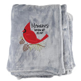 Enesco - Izzy & Oliver - 50" x 60" Gray Caring Cardinals Throw - Memories Warm My Heart