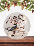 GC - Christmas Chickadee Pair - 6" LED Lighted Crackle Glass Globe