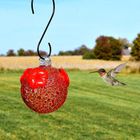 GC Gift Essentials - 8 Oz. Glass Hummingbird Feeder - Red Textured