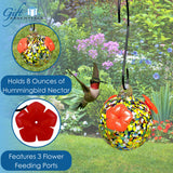 GC Gift Essentials - 8 Oz. Glass Hummingbird Feeder - Multicolored