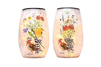 Stony Creek - Frosted Glass - 5" Lighted Vase - Birds & Bouquet