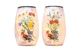 Stony Creek - Frosted Glass - 5" Lighted Vase - Birds & Bouquet