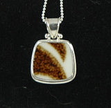 Hand Cut China - Sterling Silver - Pendant Brown Pattern
