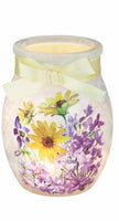 Stony Creek - 3" Frosted Glass Lighted Vase - Gingham Florals - Yellow